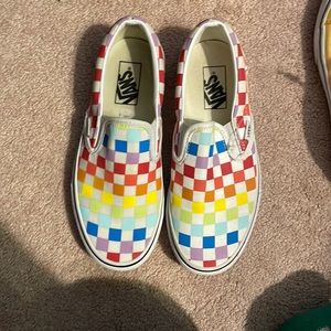 Rainbow slip on vans, great condition